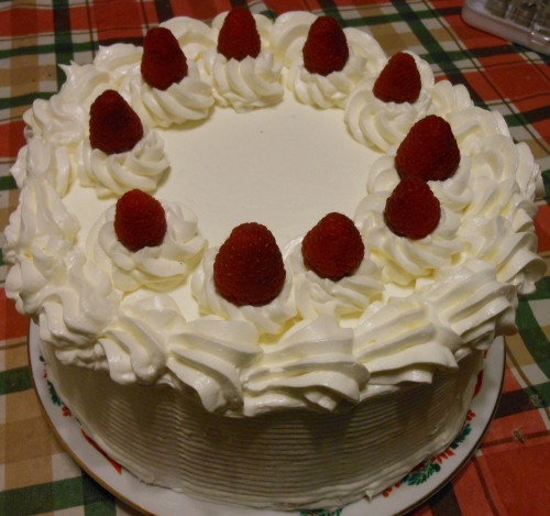 dykevanian:After a messy few hours the white chocolate mousse cake I made for my old man’s bee day i