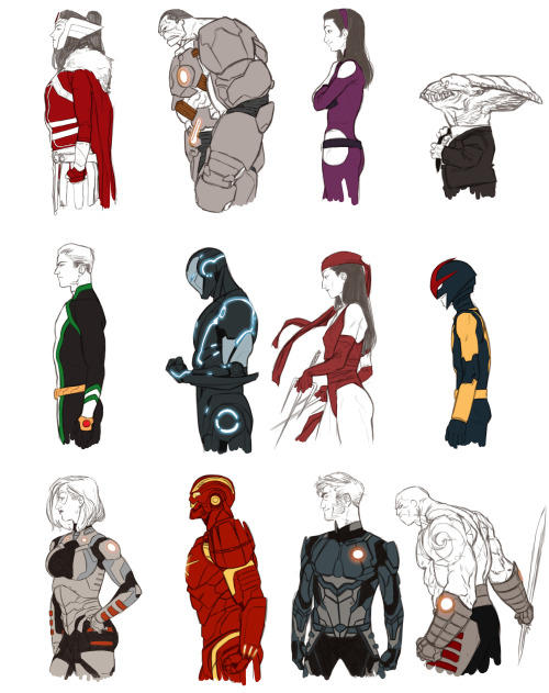 peppermonster:  kristaferanka:  kristaferanka:  my Marvel Now series - updated - about a year of drawing Cyclops - Scarlet Witch - Invisible Woman - Spider-man She-Hulk - Iron Man - Deadpool - Red She-Hulk Thor - Rogue - Cable - Captain America Lady Sif