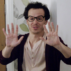 anothermindpalace:AU where everything is the same except Jim Moriarty wears glasses all the time.
