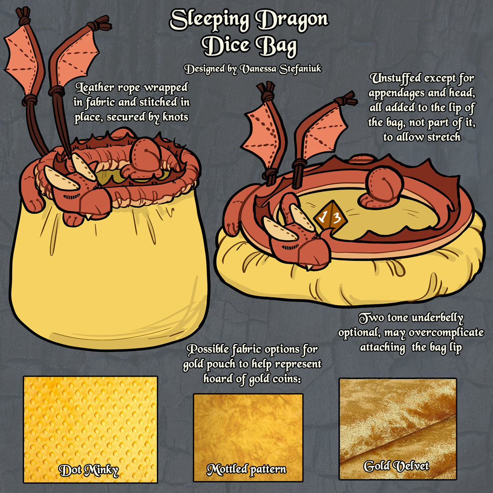 quietsnooze:  quietsnooze:  quietsnooze:  My D&amp;D dice bag design, a sleeping