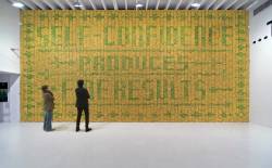 boyirl:  Sagmeister &amp; Walsh - Deitch Projects, Banana Wall At the opening of our exhibition at Deitch Projects in New York we featured a wall of 10,000 bananas. Green bananas created a pattern against a background of yellow bananas spelling out the
