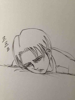  Isayama’s latest blog sketch features fatigued!Levi! (Source) 