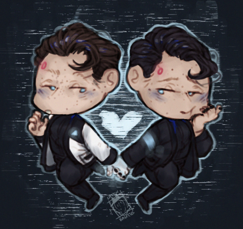 Drew a little sketch of mine and @lillys-fan-arts RK900 , we just talked an hour about them and now 