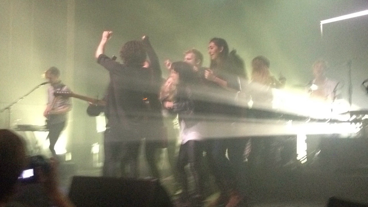 1975sly:  matty had fans come up on stage tonight during chocolate because they can’t
