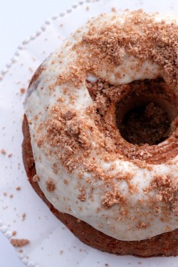 thefoodshow:  Glazed Eggnog Coffee Cake With Pecan Oat Streusel