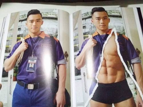 xiaohaogayphotosblog:  xiaohaogayphotosblog  阿濕，用力撕   你喜歡什麼服裝的猛男? 