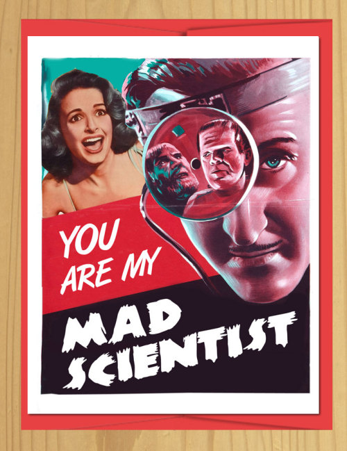 brokehorrorfan:  Valentine’s Day is right around the corner, so check out these retro-style horror/sci-fi valentines available from Etsy user AlternateHistorires.