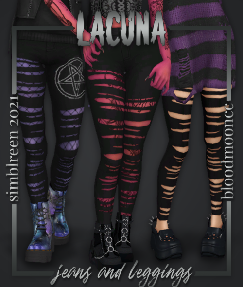 bloodmooncc:Lacuna Bottoms | SIMBLREEN 2021Halloween treat ¾!Totally shredded/ripped skinny j