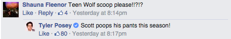 notanotherteenwolfpodcast: Some highlights from Posey’s Q&amp;A on facebook.