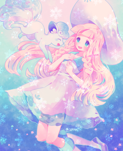 lilliepokemonsunandmoon:  Lillie and her Alolan Vulpix ❤️ Source: (Pixiv)