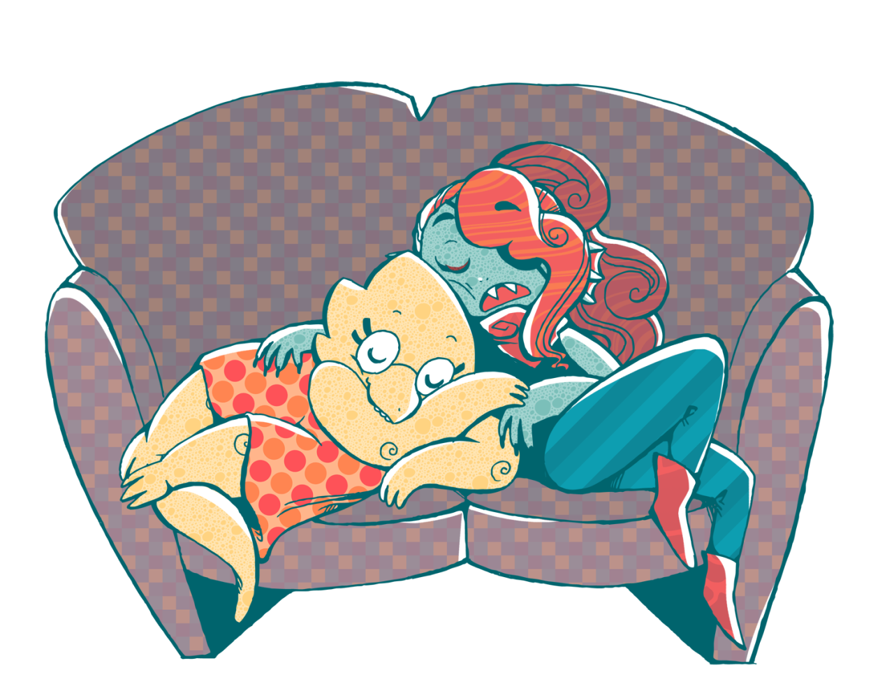 spooksmoose:  Some Alphyne? Undys? Alphys x Undyne for @quinnshere!  Happy Holidays