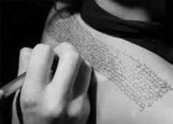 submissiveinclination:  theheartreveals:  He does not write just for the love of wordsNor the sound of pen scratching on paperNor for the smell of wet ink He writes for herHer the one he tastedHer the one he touchedHer the one who broke his heartHer the