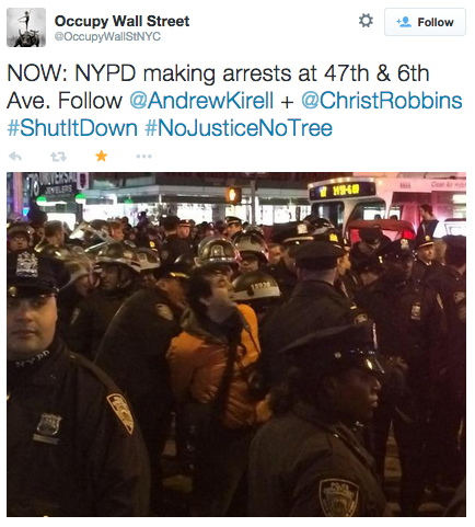 socialjusticekoolaid:   HAPPENING NOW (12/3/14): Mass arrests (at least 30 confirmed so far) taking place in NYC right now, as protesters continue to pack the streets in protest of the death of an unarmed black man, Eric Garner, at the hands of a NYPD