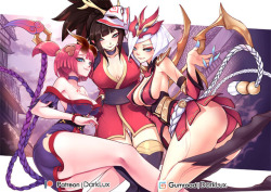 darknesslux: [The Blood Moon] Evelynn, Akali, Elise! Get the reward in next month! : Become a Patron Buy This art work Now !! : Gumroad Nude &amp; NSFW Uncensored version: Here!  ——— Patreon | Gumroad | Pixiv | FaceBook | DeviantArt 