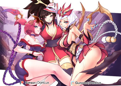 darknesslux: [The Blood Moon] Evelynn, Akali, Elise! Get the reward in next month! : Become a Patron Buy This art work Now !! : Gumroad Nude & NSFW Uncensored version: Here!  ——— Patreon | Gumroad | Pixiv | FaceBook | DeviantArt 