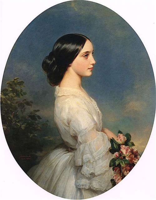 womeninarthistory:Carmen Aguado, Duchesse de Montmorency, 1860, Franz Xaver Winterhalter 