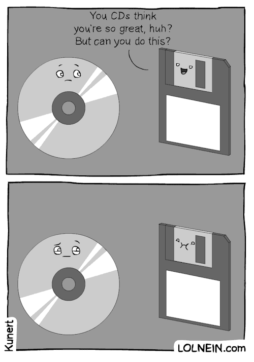 srsfunny:  CD Vs. Floppy Diskhttp://srsfunny.tumblr.com/