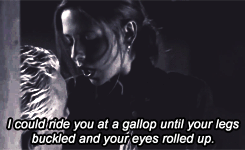 raavynndigital:  onegirlinalltheworld:        I get this chip out, you and me are gonna have a confrontation.         This gif makes me want Buffy SO BAD.