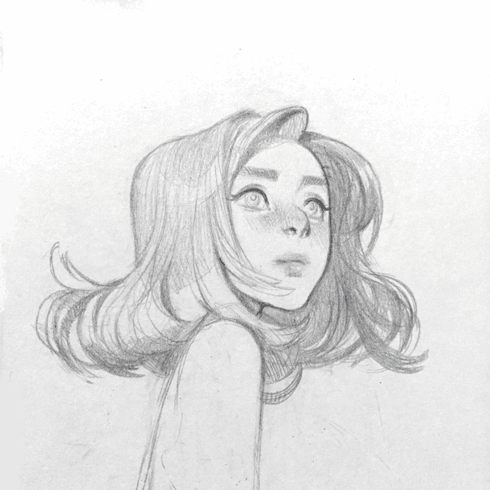 Originally drawn with a mechanical pencil, then scanned and painted in PS