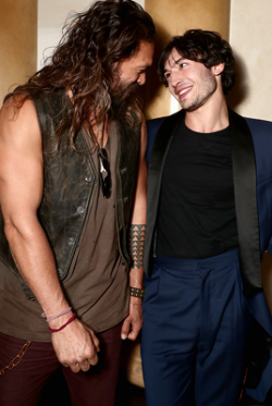 goldblums:Ezra Miller, Jason Mamoa and Ray Fisher at CinemaCon 2017 Warner Bros, on March 29, 2017 in Las Vegas, Nevada.