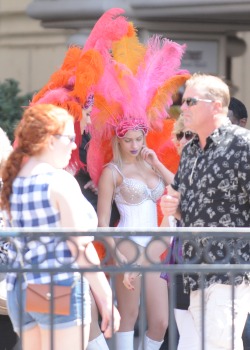 A couple of show girls out front of the Casino