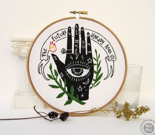 il-biografo: littlealienproducts: Hand Embroidered Wall Art by Holy Krak! Finished and in stock now