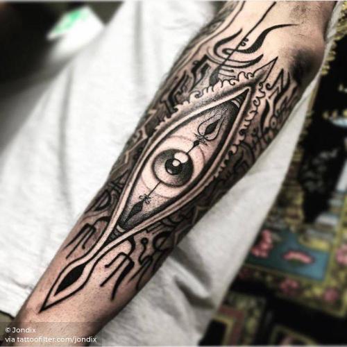 By Jondix, done in Moscow. http://ttoo.co/p/35704 anatomy;big;blackwork;contemporary;eye;facebook;forearm;good luck;jondix;other;twitter