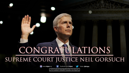 Congratulations to Justice Gorsuch on his Senate confirmation to serve as an Associate Justice of th