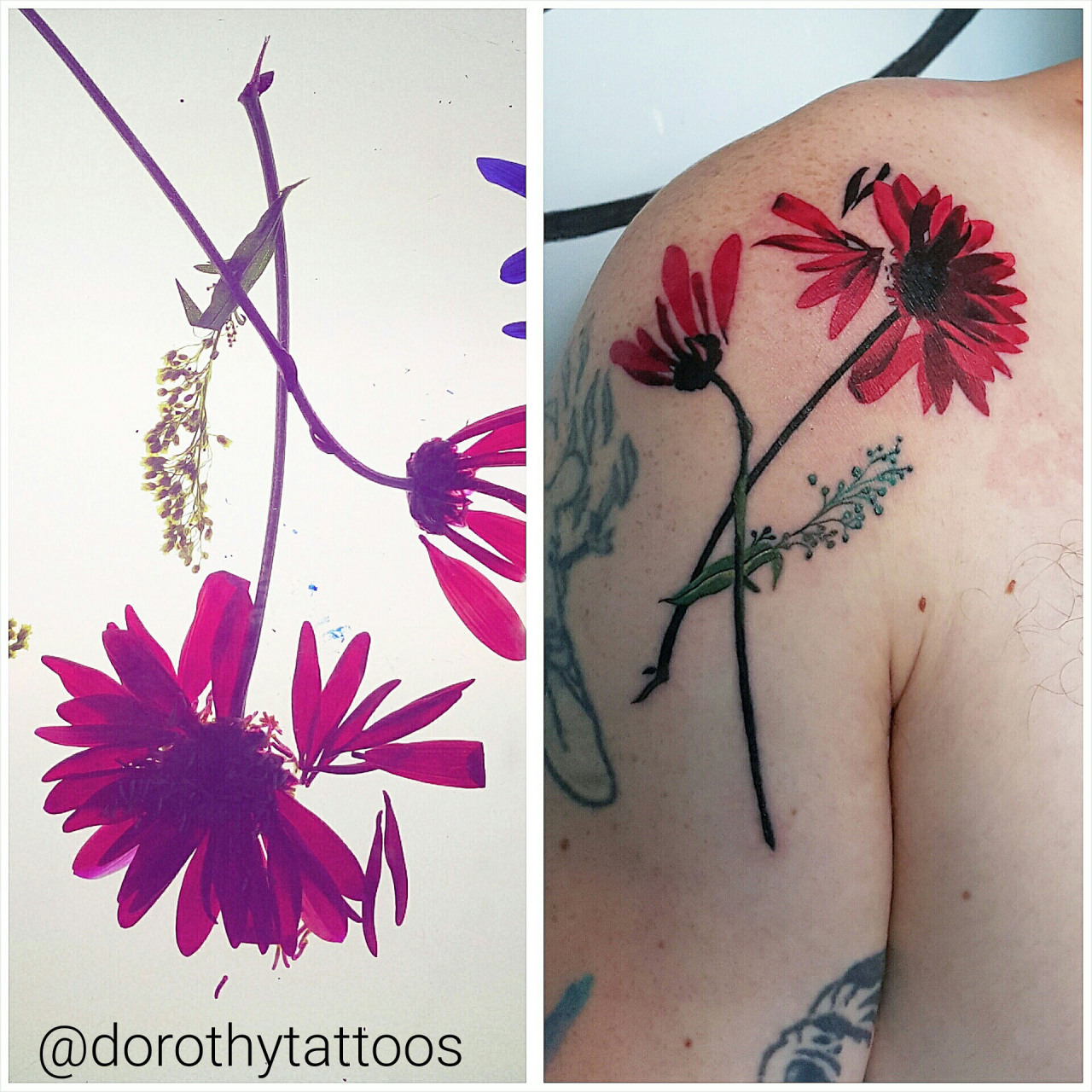 Why women like natural and tender pressed flower tattoo so much