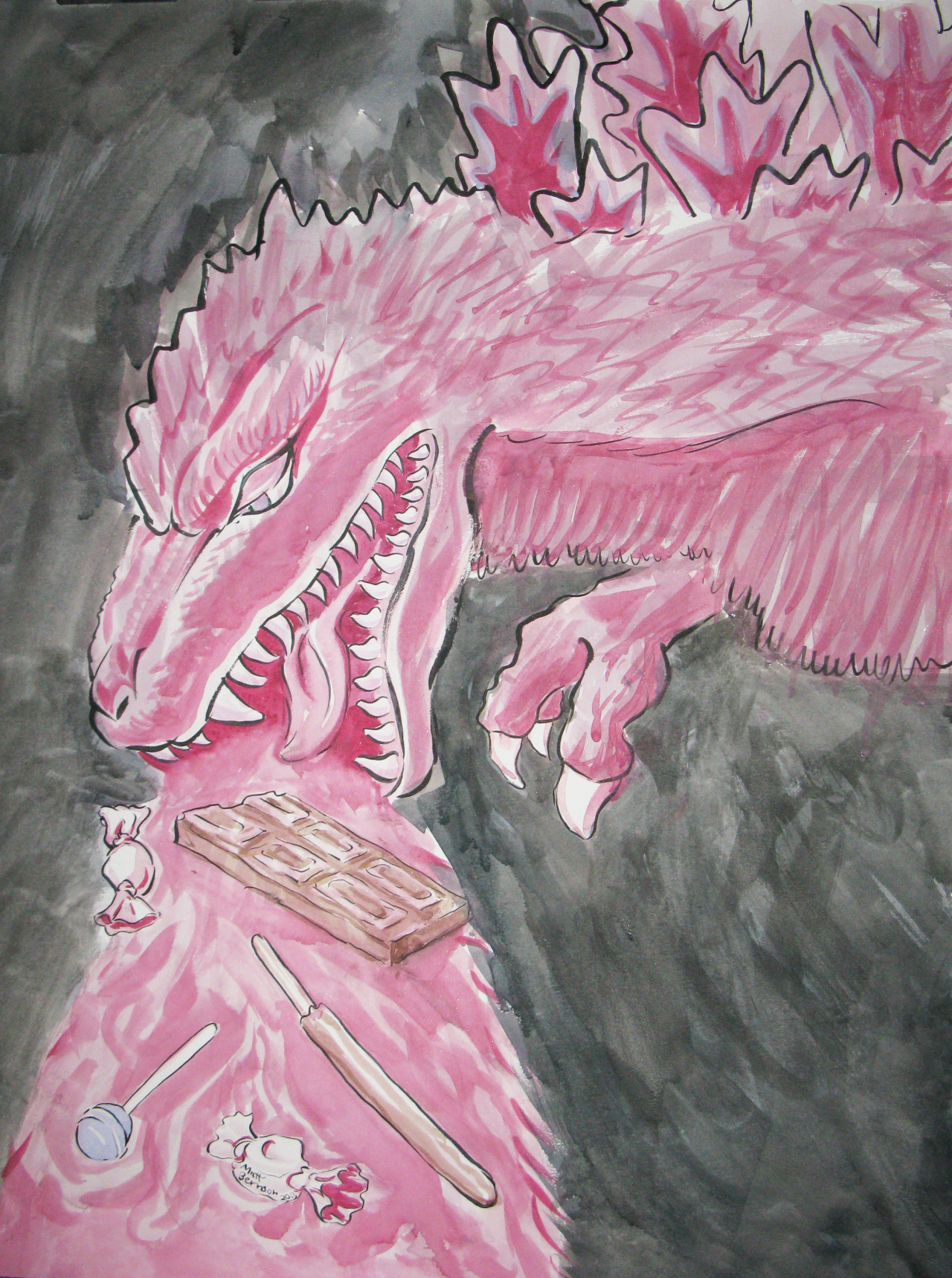 Godzilla was my model at the last Art Party at the All Asia.   These are all 18&quot;x24&quot;