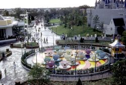 vintagedisneyworld:Teacups at Magic Kingdom before they installed the awning!