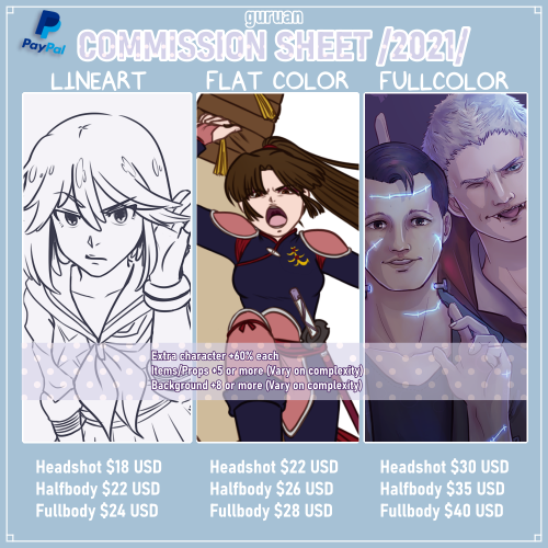 guruan:OPEN COMMISSIONS!   (If pinned, there’s commissions available) I’m again opening commissions,