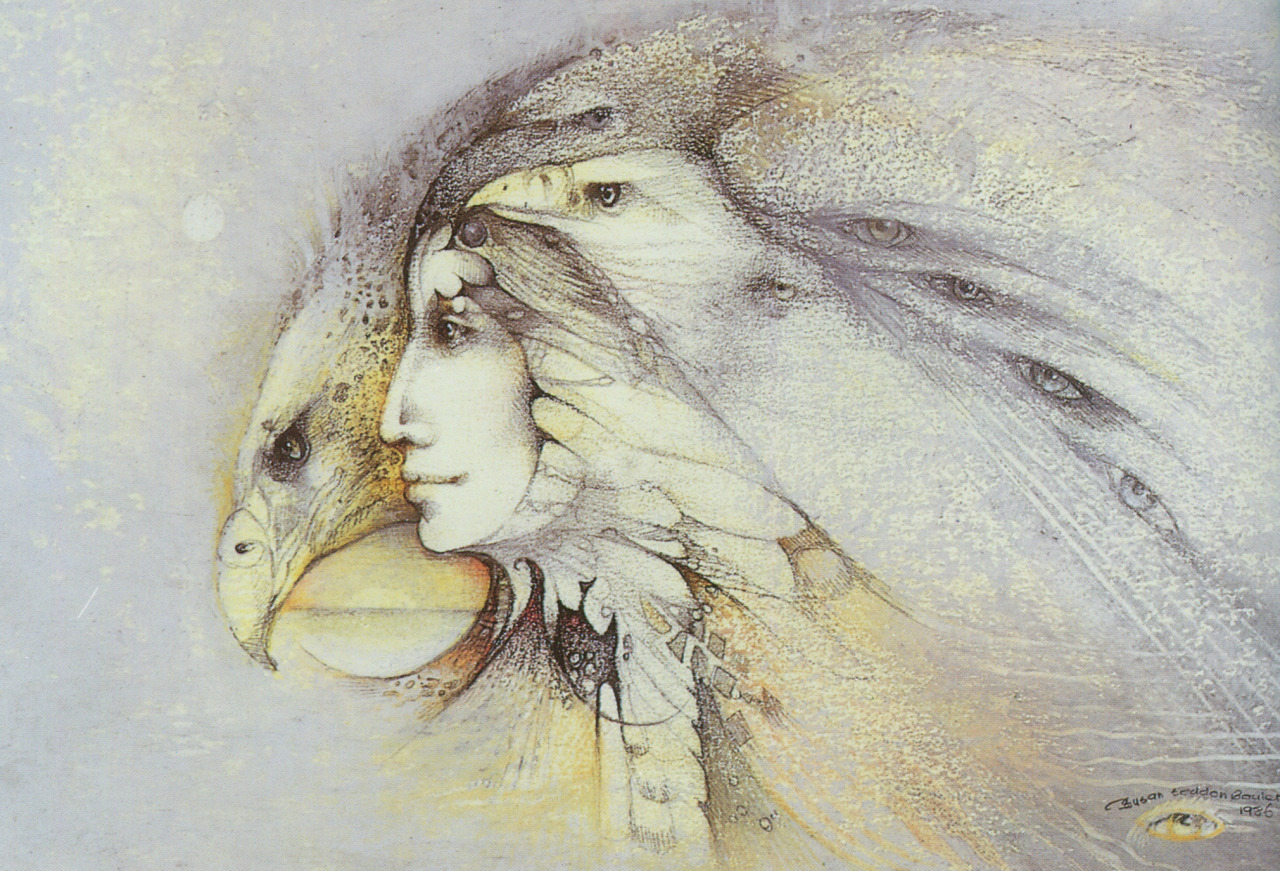 Eagle woman
Shaman: The Paintings of Susan Seddon Boulet (San Francisco: Pomegranate Art Books, 1989)