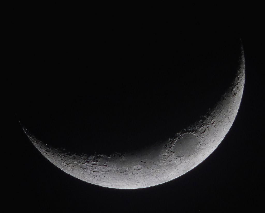 spaceexp:  Waxing Crescent, 17% of the Moon is Illuminated taken on an overcast March