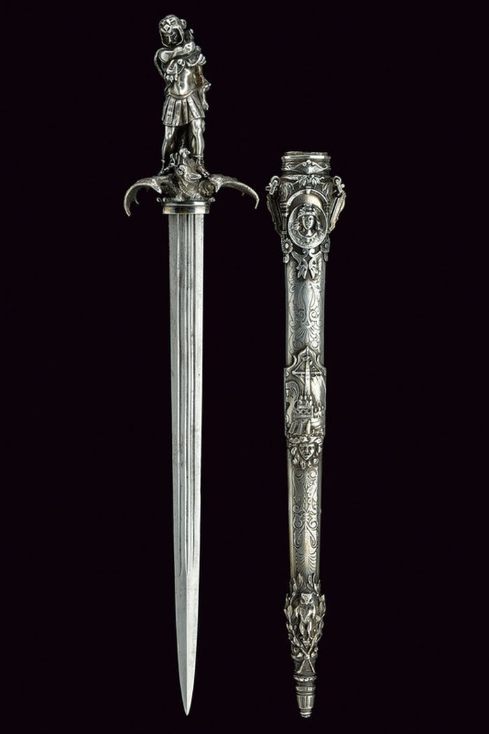 art-of-swords:  “Heroic Style” Silver Mounted DaggerDated: 19th centuryCulture: