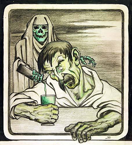spooky-skin:  Emile Decoeur, “Absinthe is Death” (1876 - 1953) 