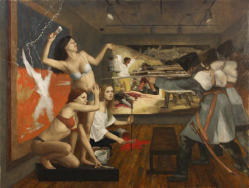 indefenseofart:Art History remixed— Cuban-American artist Cesar Santos’s painting series, “syncretis