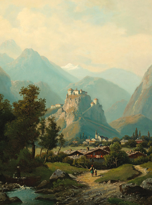 jaded-mandarin: View of the Kufstein Fortress, 19th Century. Detail.