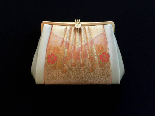 Vintage Japanese Kimono Clutch - Vintage Clutch - Bridal Clutch - Peach Orange Clutch - Japanese Bag