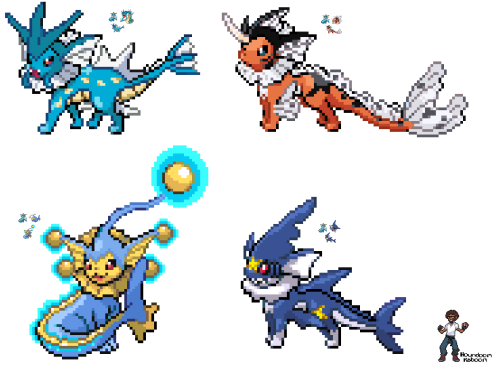 houndoom-kaboom:Vaporeon Fish Fusions!