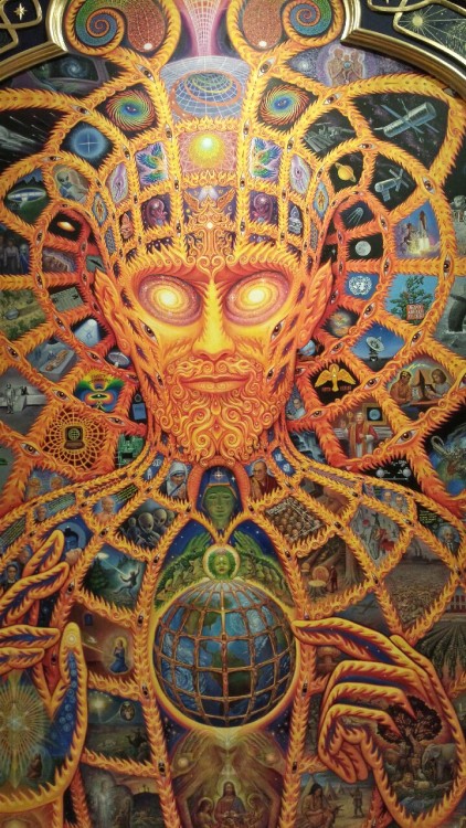 infinite-geometry:  Got some detailed shots of Cosmic Christ by Alex Grey when I was visiting the Chapel of Scared Mirrors last week 