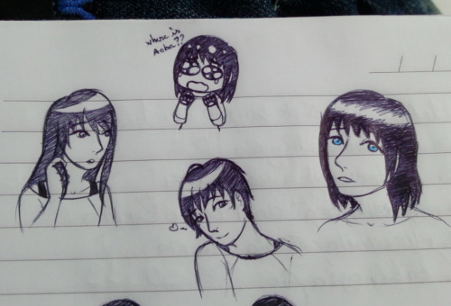 weird pen doodles cuz I went to college but forgot my study material&hellip; and my sketchbook..