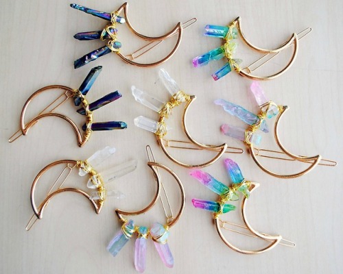 Moonchild Crystal Hair Clips✨Available in Gold &amp; NEW Silver Moons!Various crystal tones to c