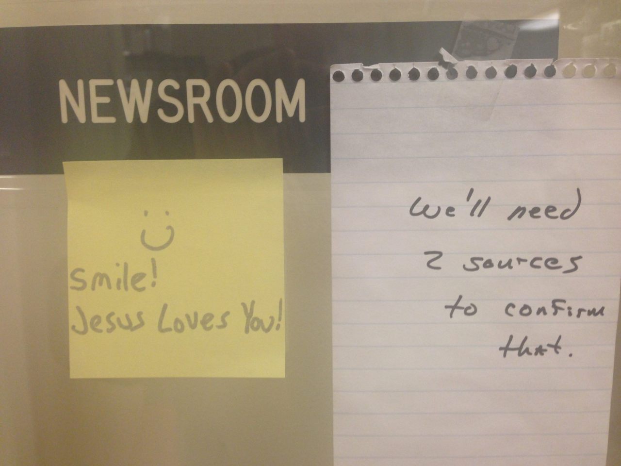 redditfront:  Someone put a post-it on my local public radio station’s newsroom