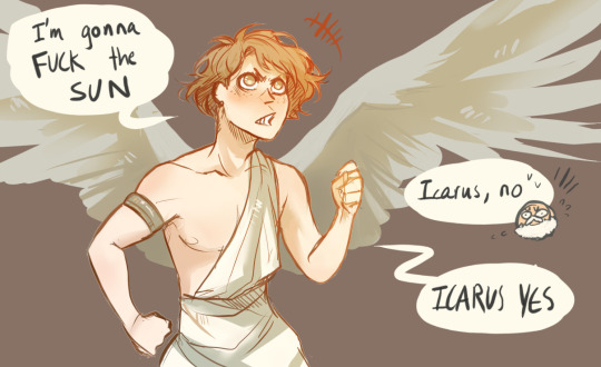 papillon-noirsblog:  erinye:  skippercifer:  solluxismsnowaifu:  future-mrs-frost:  why do so many “icarus and the sun” artworks and stories portray the sun as a woman? do y’all know who controlled the sun? apollo. icarus is gay as fuck, y’all.