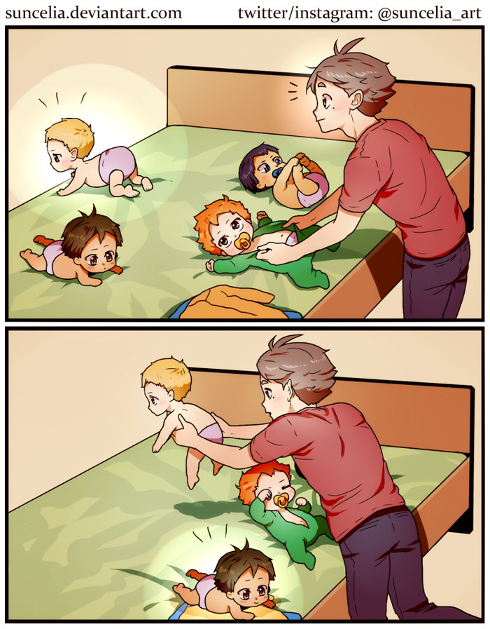 suncelia-art:  Suga mom vs little crows