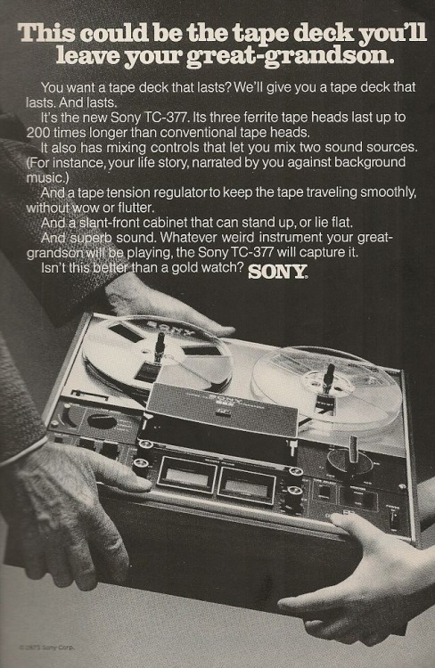 Sony, Stereo reel-to-reel tape deck TC-377, 1973. Japan. Source&ldquo;Whatever weird instrument your