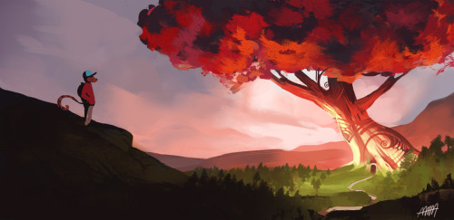 daily spitpaint : red tree