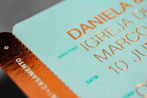 Boarding pass inspired wedding invitation by Gen Design Studio