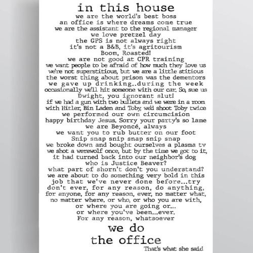 Excited to share the latest addition to my #etsy shop: In This House We Do The Office - Wall Art Pos